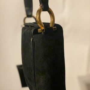 Vintage Salvatore Ferragamo black suede bag